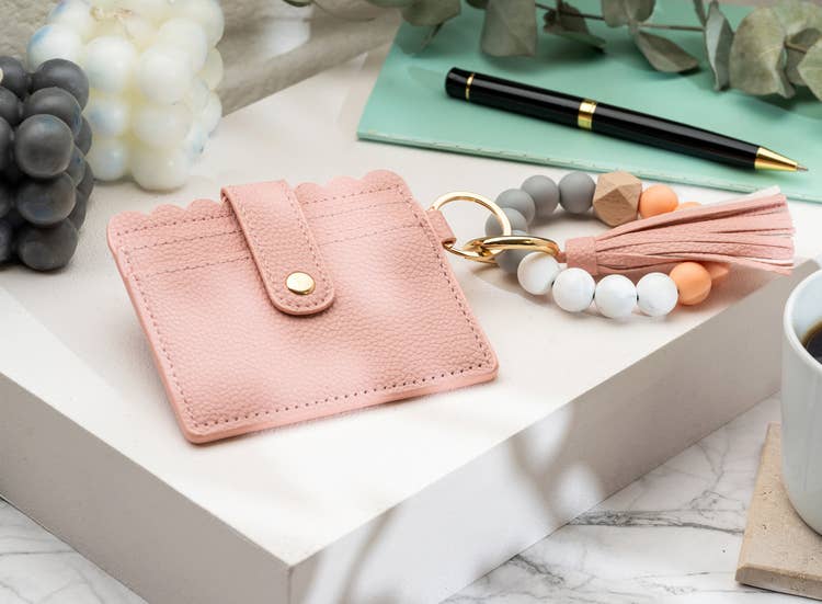 Leather Keychain Wallet with Wristlet