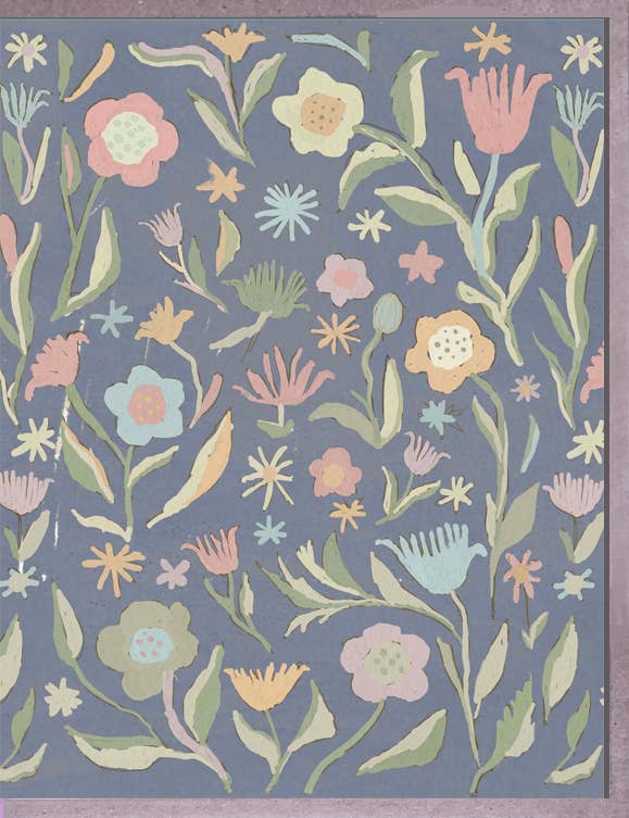 Flower Pattern Blue Greeting Card