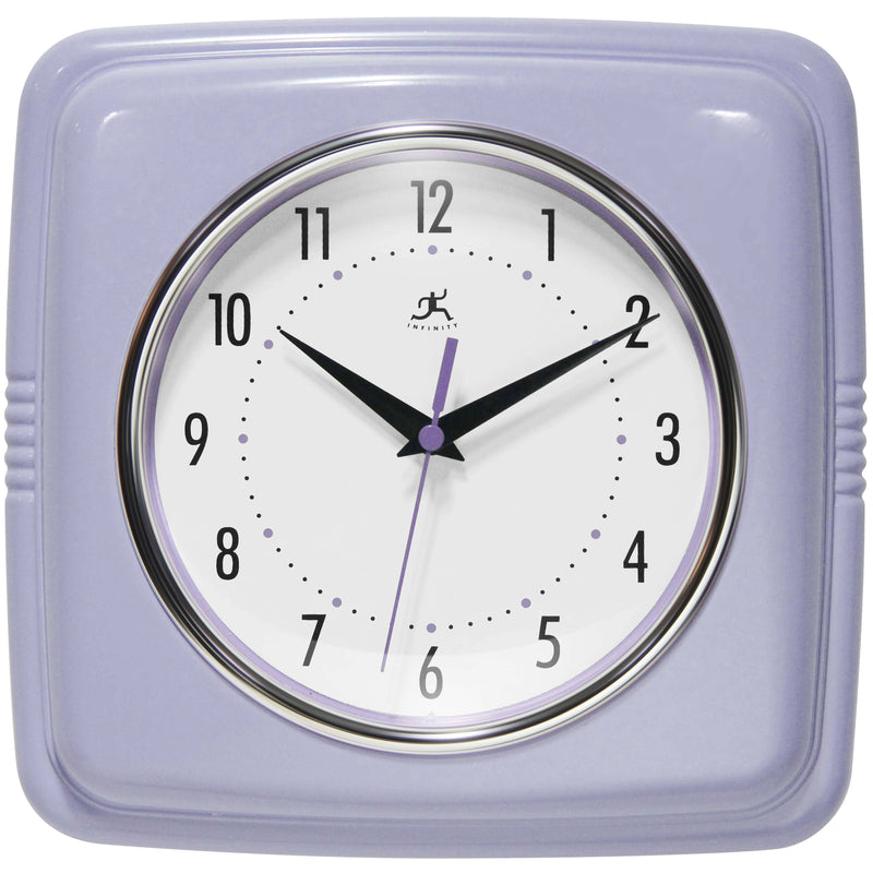 Retro Square Wall Clock in Lilac