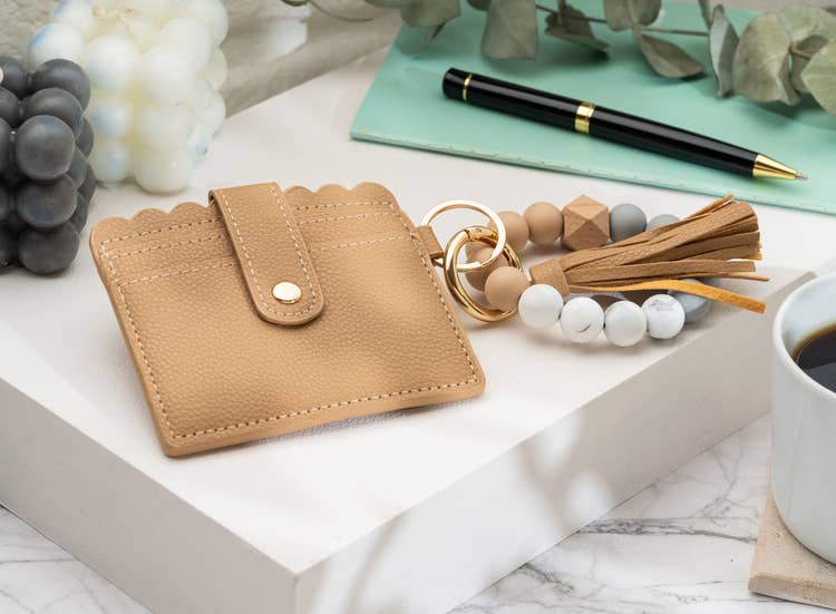 Leather Keychain Wallet with Wristlet