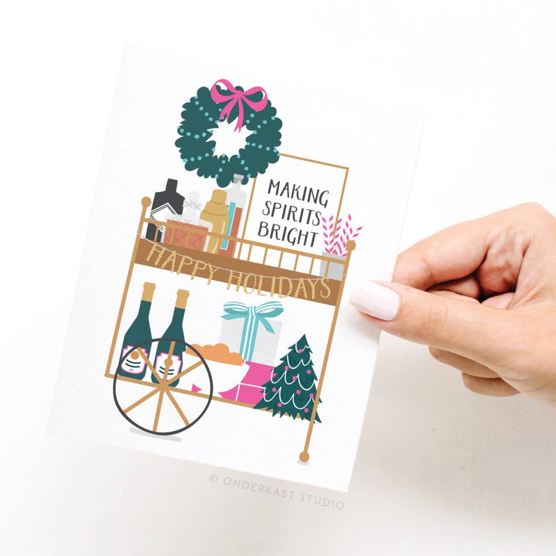 Christmas Liquor Bar Cart Card