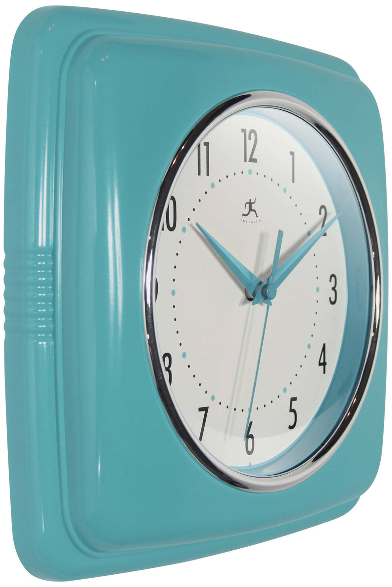 Retro Square Wall Clock Turquoise