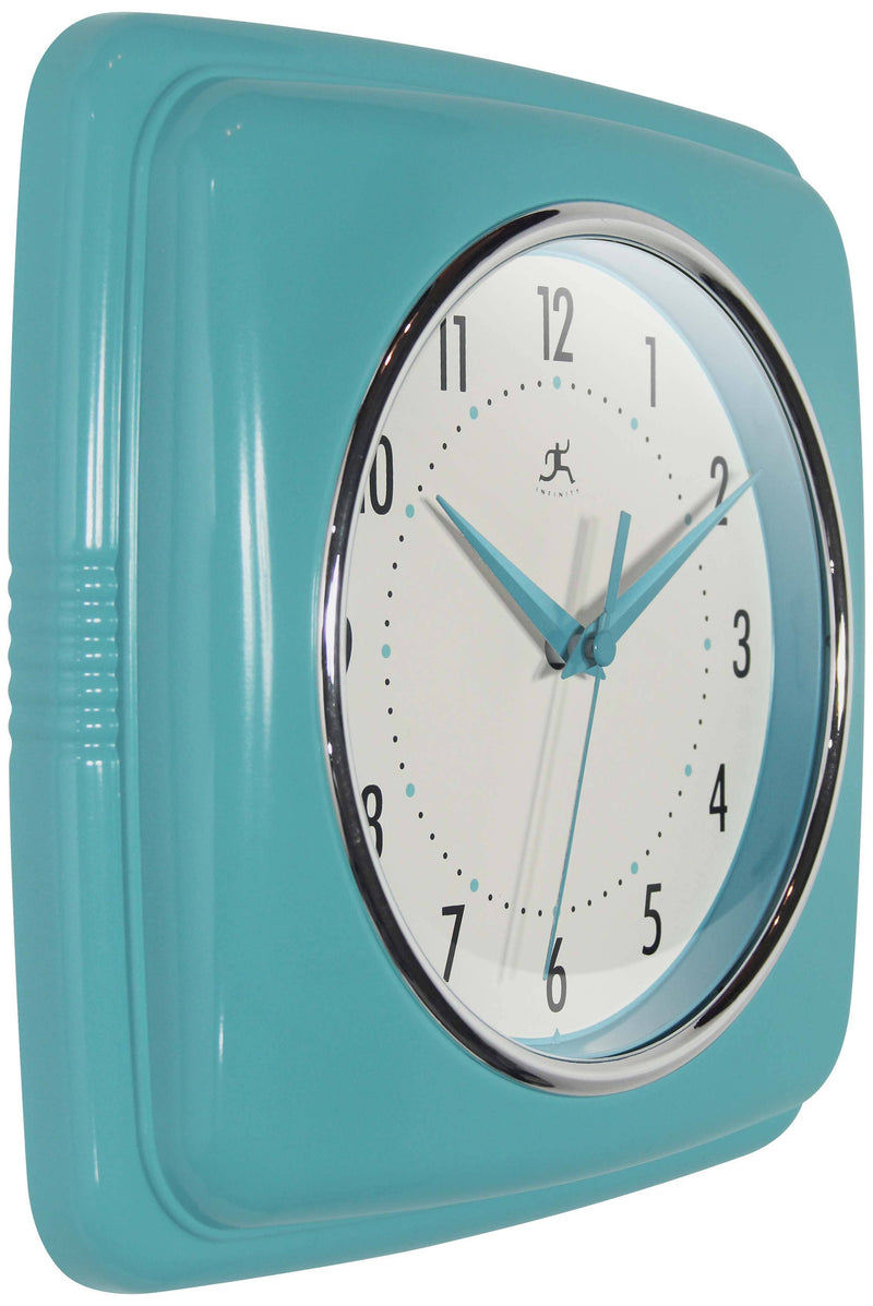 Retro Square Wall Clock in Turquoise