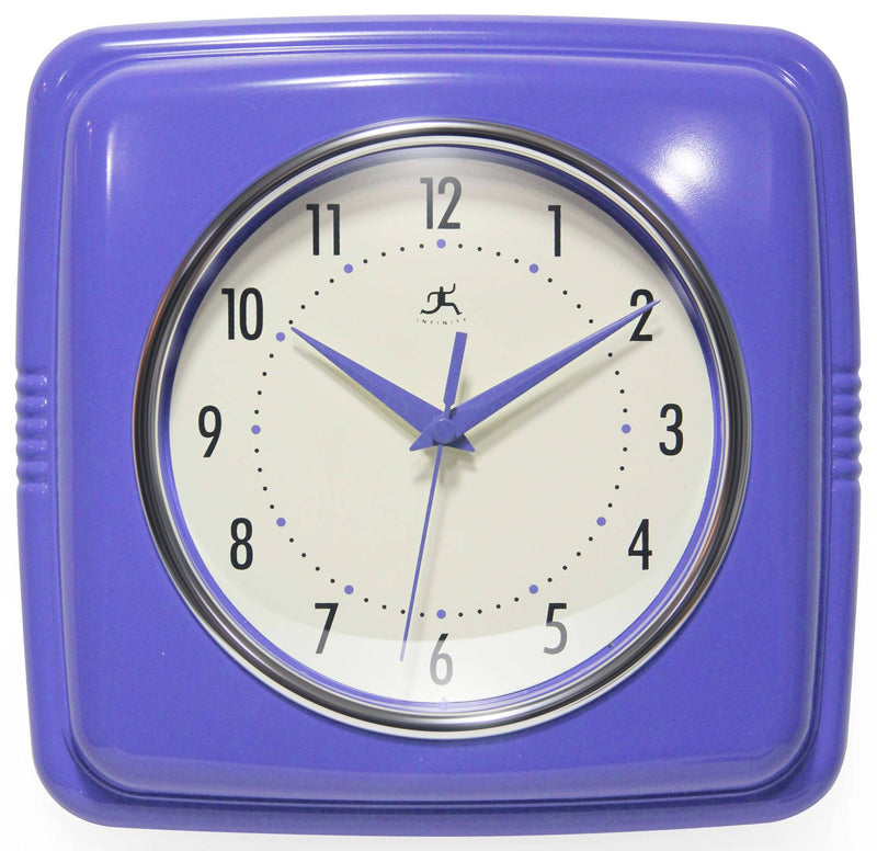 Retro Square Wall Clock in Periwinkle