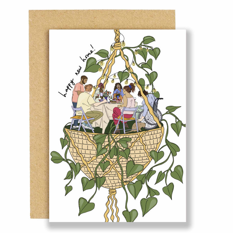 Hanging Plant Gathering New Home Card
