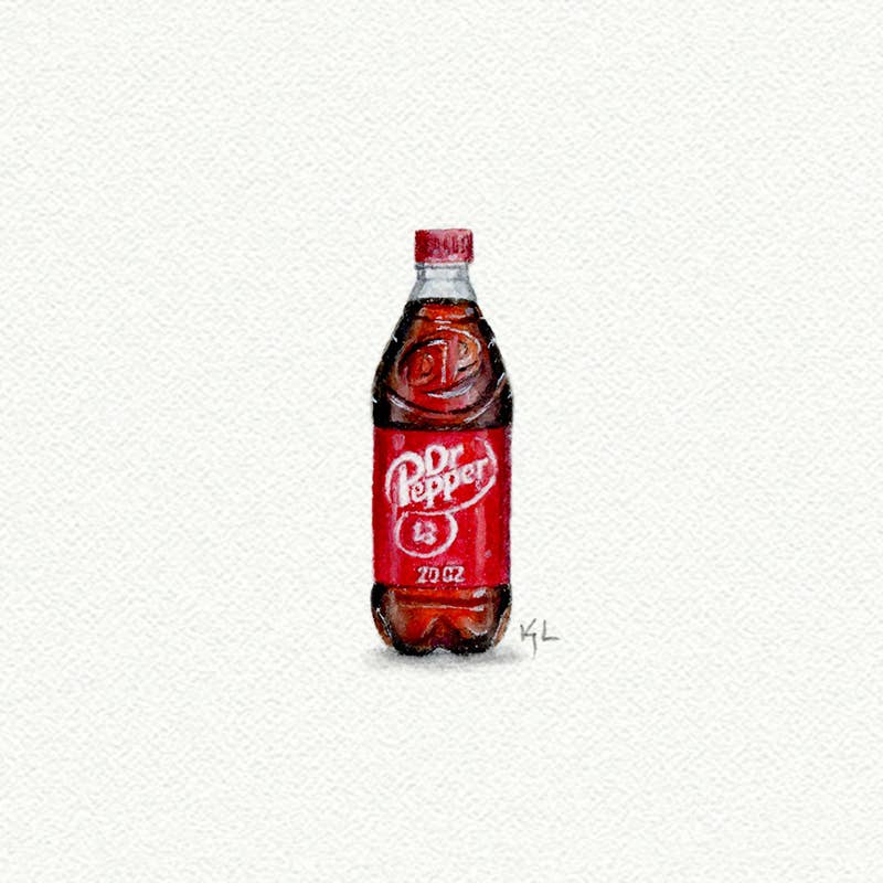 Dr Pepper Miniature Watercolor Art Print