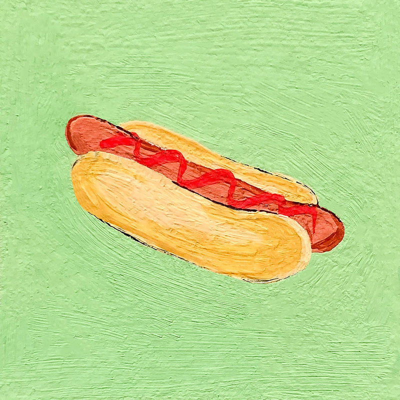 Mini 1" Hot Dog Gouache Art Print