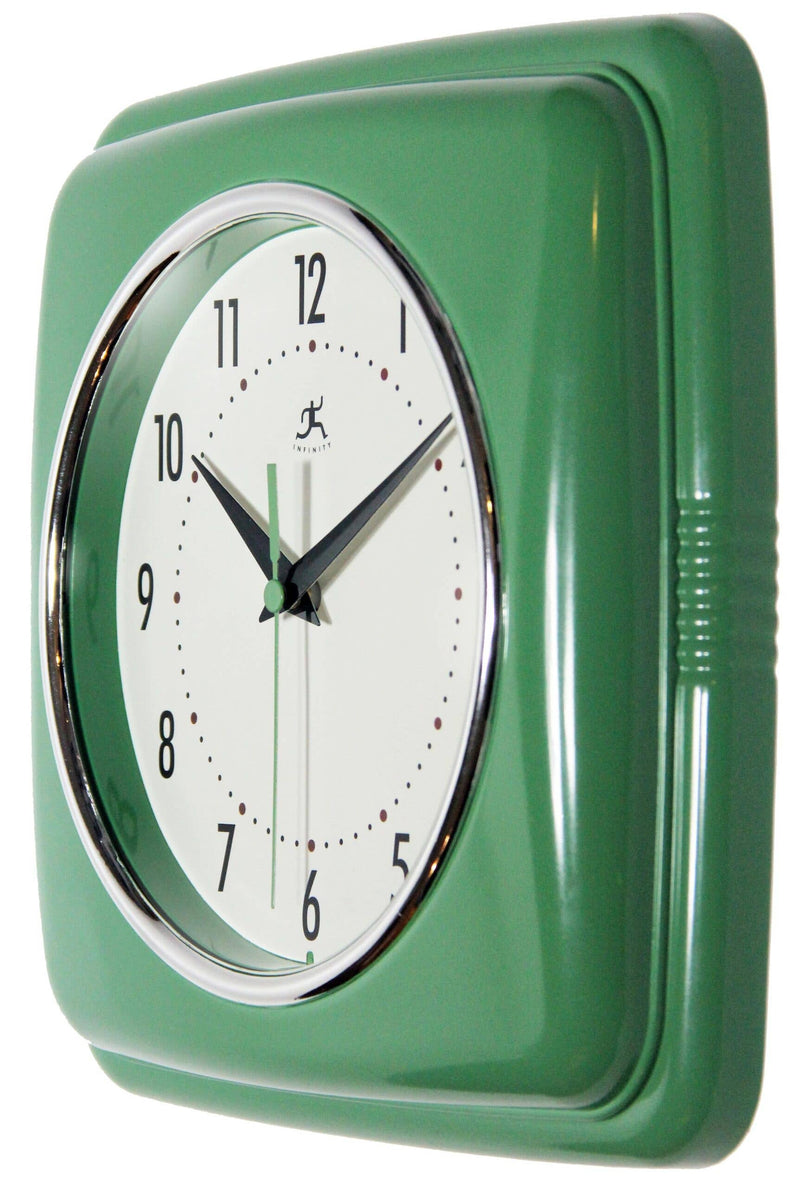 Retro Square Wall Clock in Green