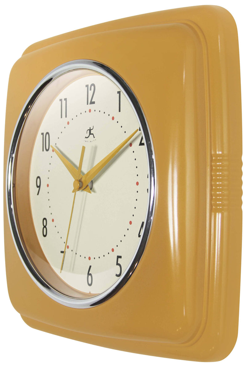 Retro Square Wall Clock Saffron