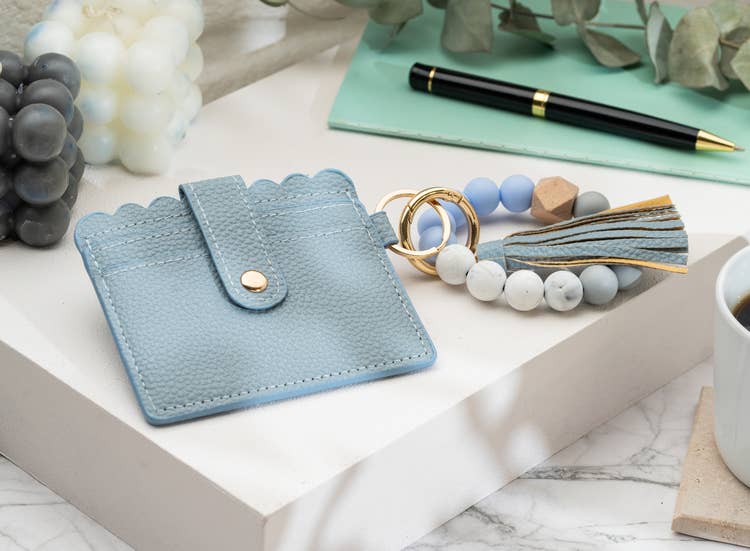 Leather Keychain Wallet with Wristlet