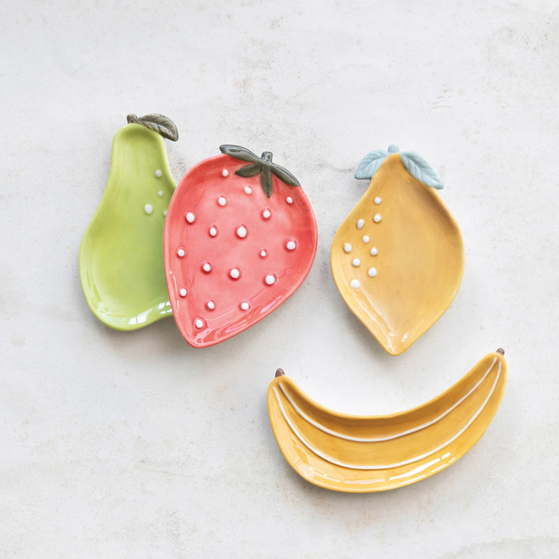 Embossed Stoneware Fruit-Shaped Dish