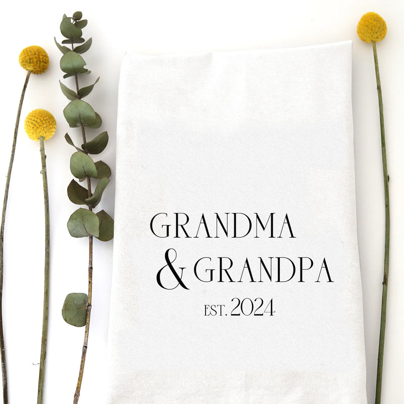 Grandma & Grandpa Est 2024 Dish Towel