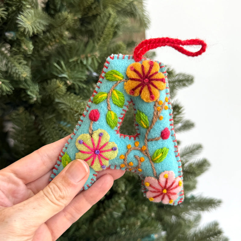 Colorful Embroidered Letter Ornament