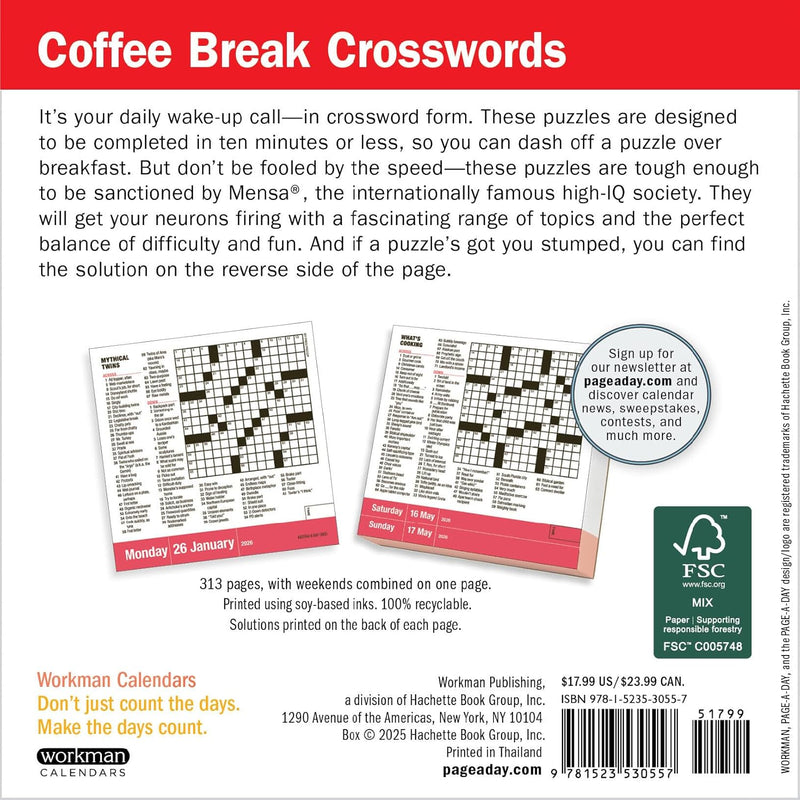 Mensa 10-Minute Crossword Puzzles Page-A-Day® Calendar 2026
