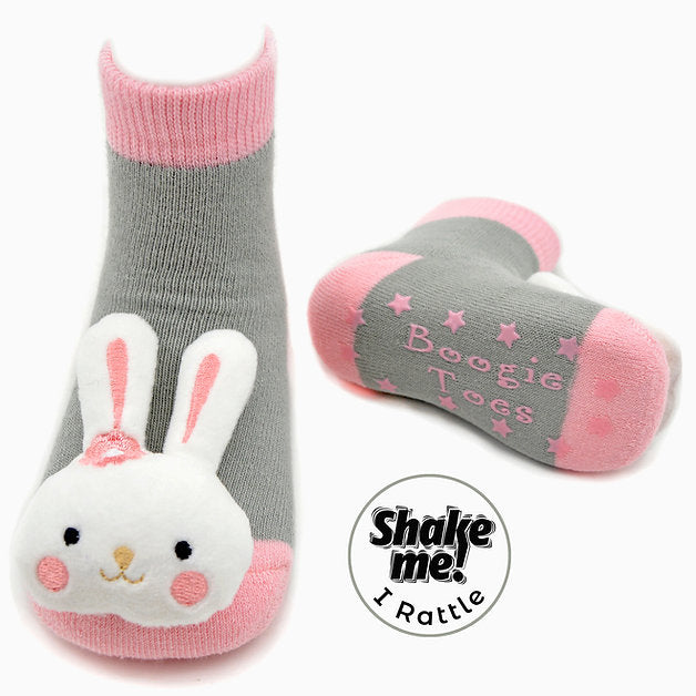 Pink Bunny Boogie Toes Rattle Socks