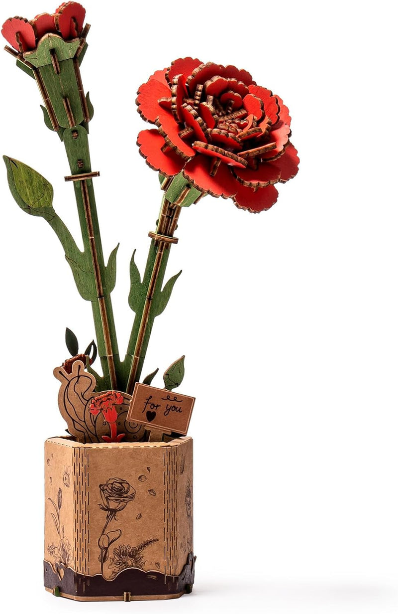 Red Carnation DIY Wooden Flowers