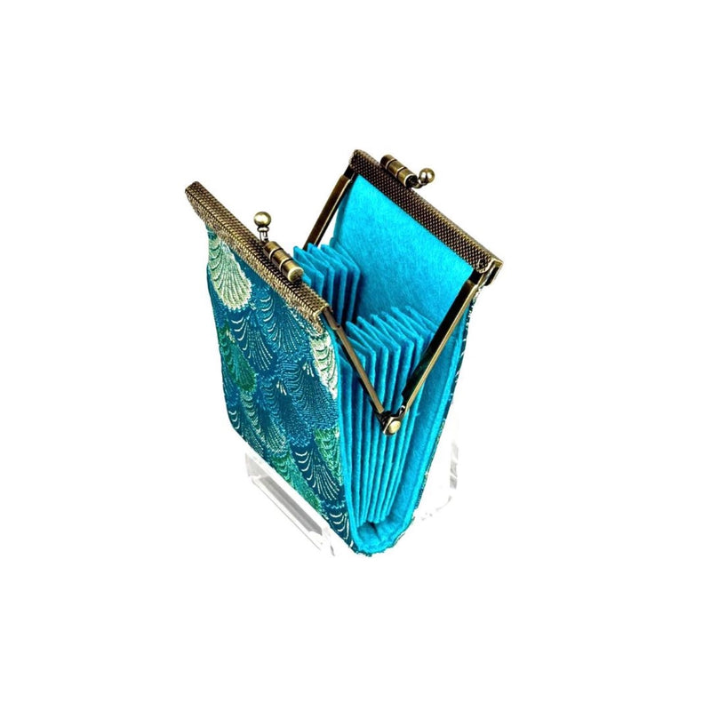 Small Shell Brocade RFID Card Holder