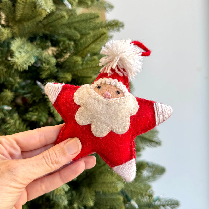 Star Santa Embroidered Ornament
