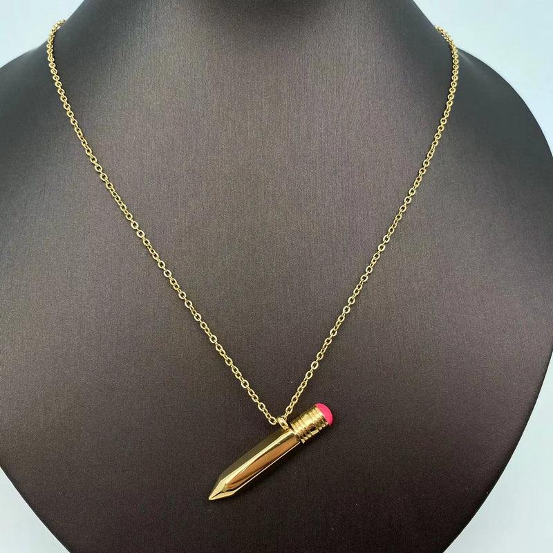 Openable Pencil Stainless Steel Necklace