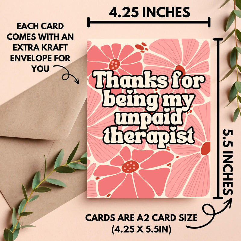 Unpaid Therapist Thank You Card