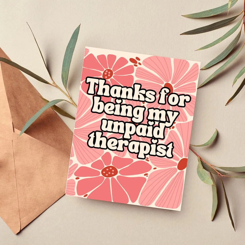 Unpaid Therapist Thank You Card