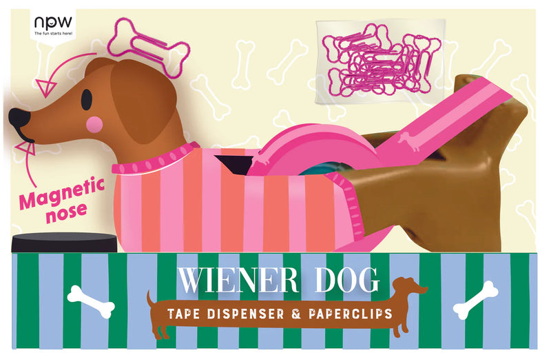 Wiener Dog Tape Dispenser and Paperclips