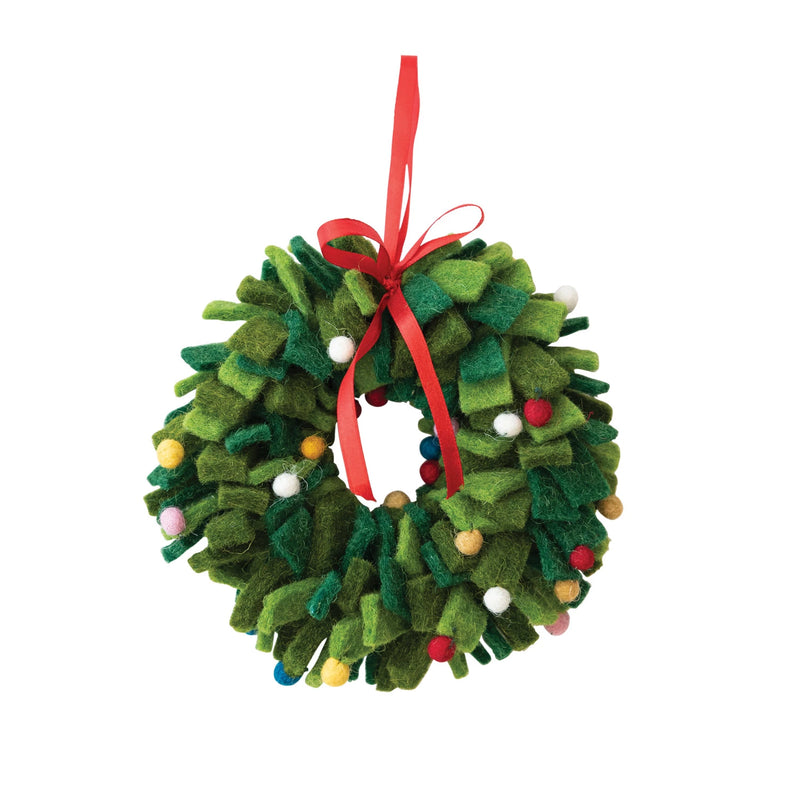 7" Wool Felt Wreath Ornament