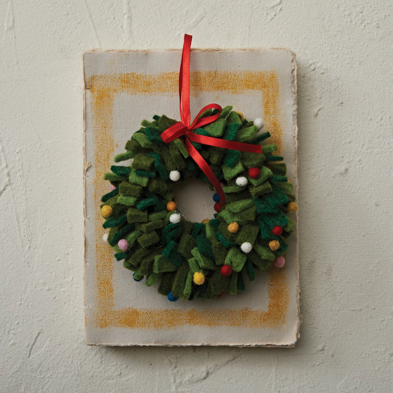 7" Wool Felt Wreath Ornament