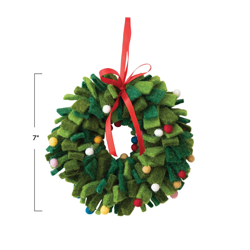 7" Wool Felt Wreath Ornament