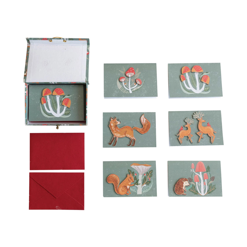 Diecut Woodland Christmas Cards in Box (Set of 6)