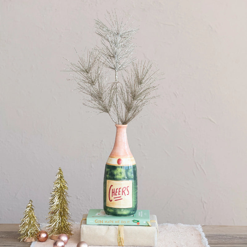 Stoneware Champagne Bottle Vase