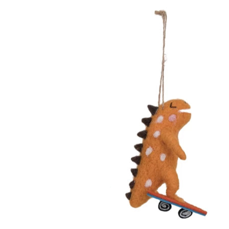 Wool Dinosaur on Wheels Ornament (4 Styles)