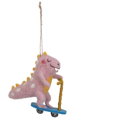 Wool Dinosaur on Wheels Ornament (4 Styles)