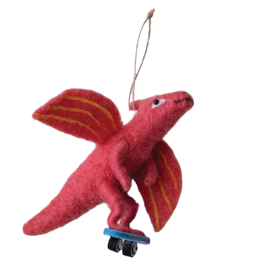 Wool Dinosaur on Wheels Ornament (4 Styles)