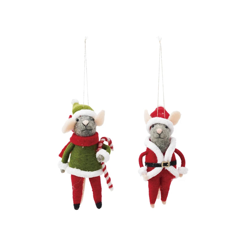 Wool Mouse in Christmas Costume Ornament (2 Styles)