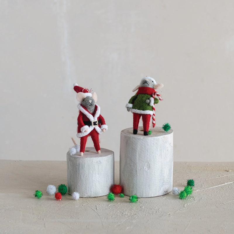 Wool Mouse in Christmas Costume Ornament (2 Styles)
