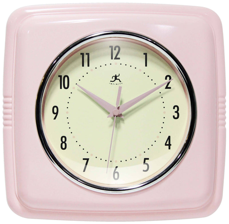 Retro Square Wall Clock in Rose Blush