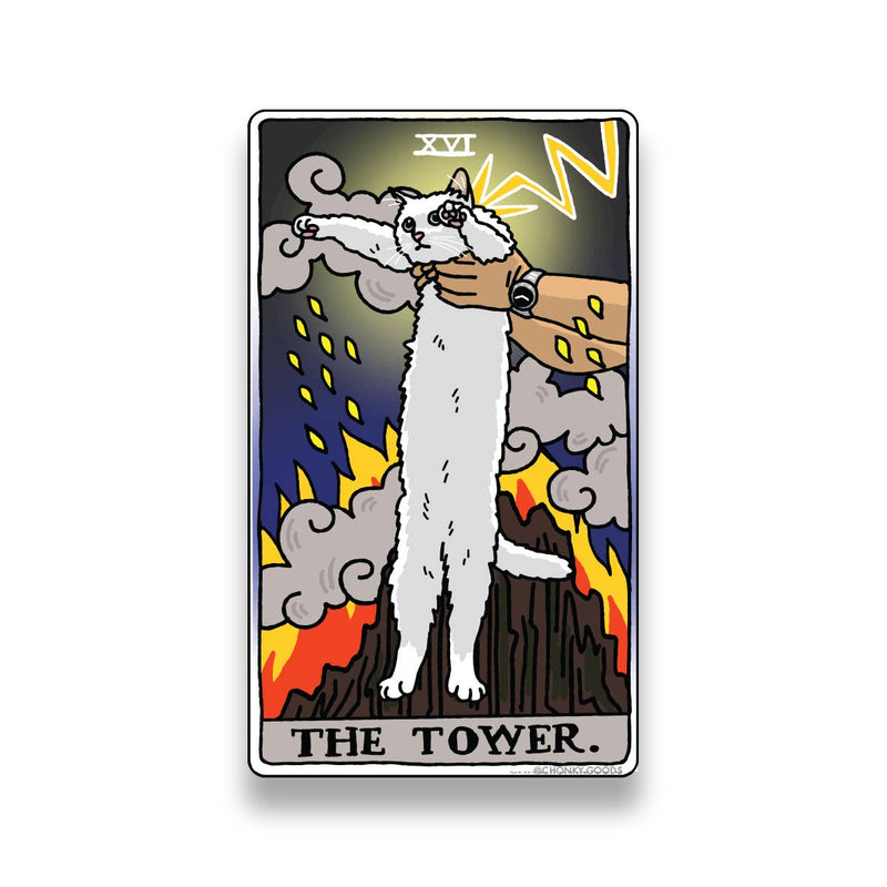 The Tower Tarot Cat Meme Sticker
