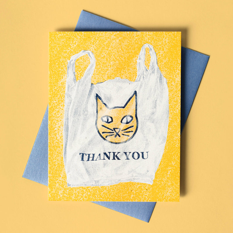 Thank You Cat Bag - Risograph Card