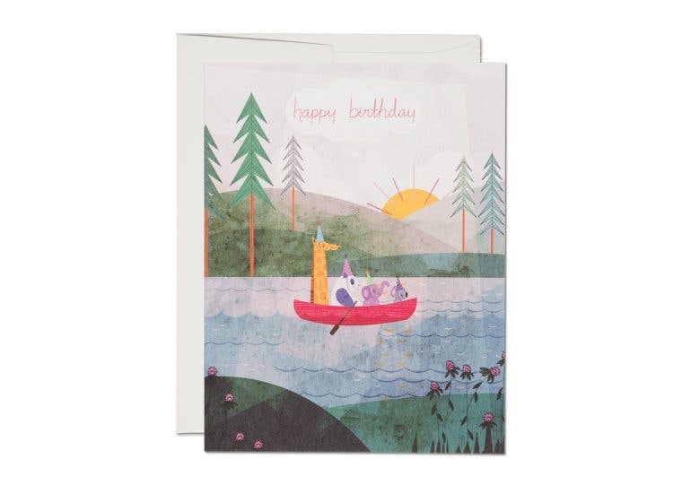 Four Canoe Birthday Card