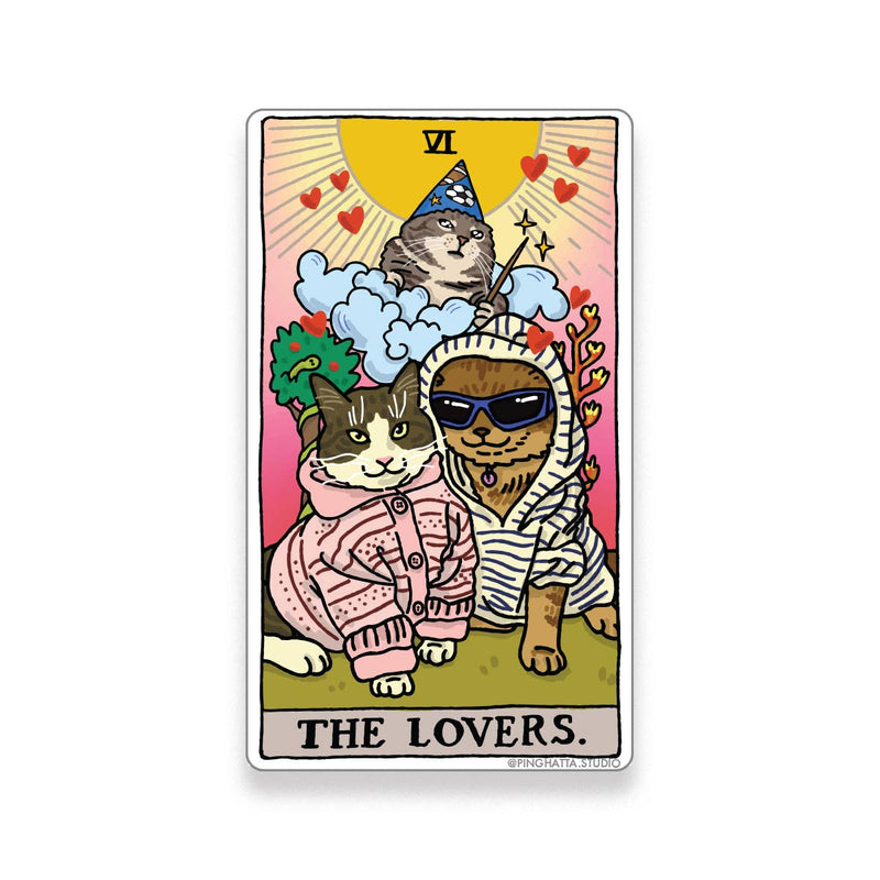 The Lovers Tarot Cat Meme Sticker
