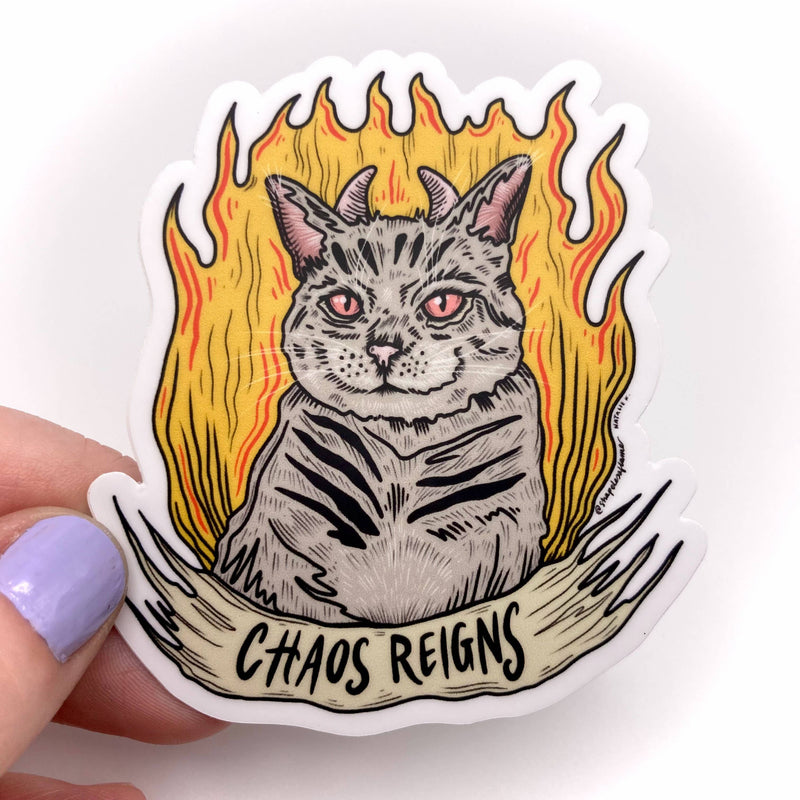 Chaos Reigns Cat Sticker