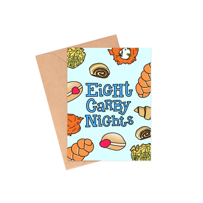 Eight Carby Nights Hanukkah Card
