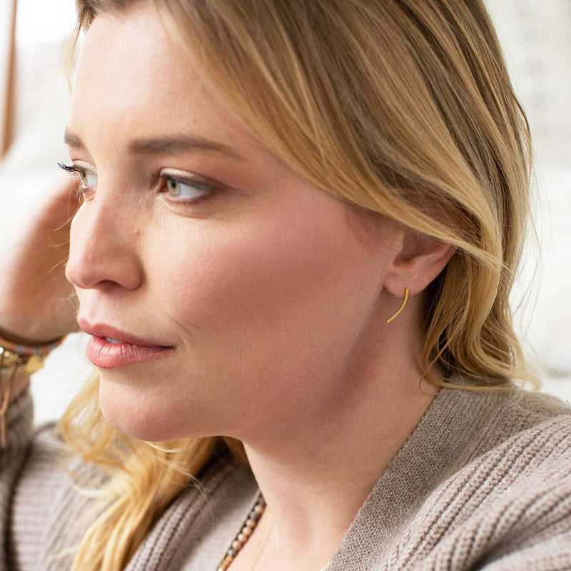 Comet Curve Earrings - Gold