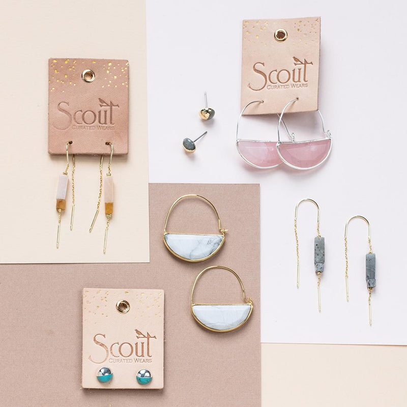 Prism Hoop Earrings - Rose Quartz/Gold