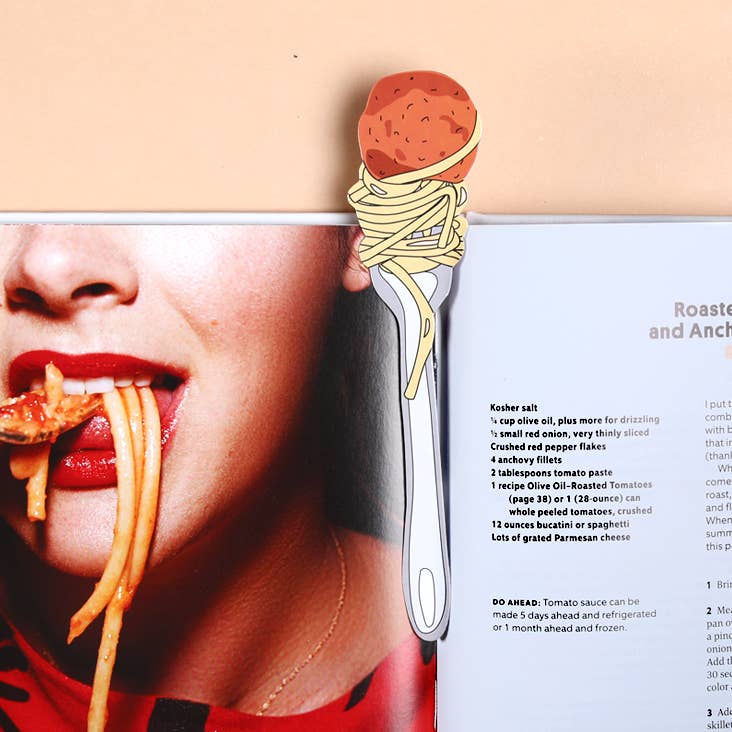 Spaghetti and Meatball Die Cut Bookmark
