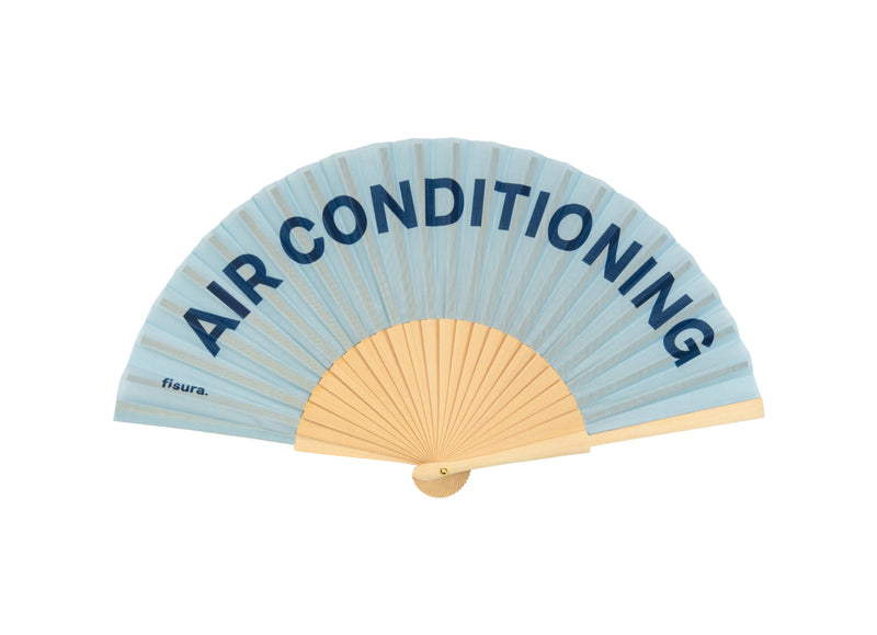 "Air Conditioning" Folding Fan - Blue
