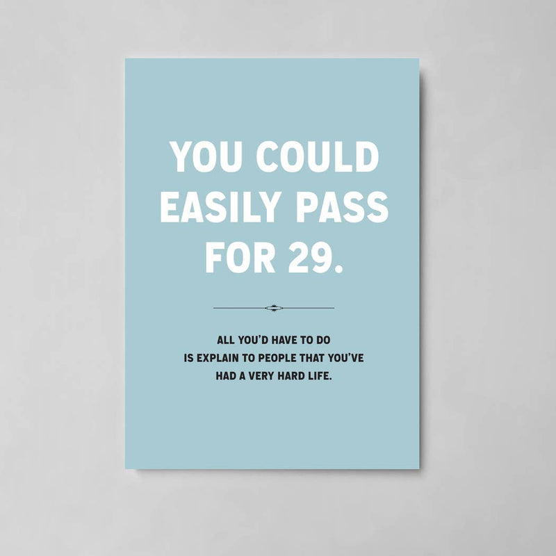 Pass for 29 Birthday Card