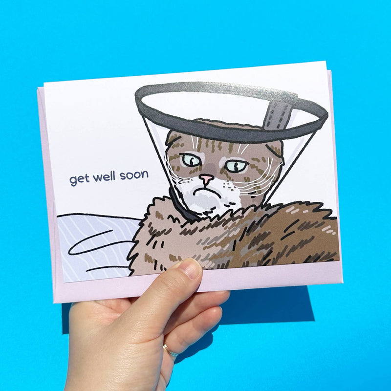 Get Well Soon Cat Cone Card