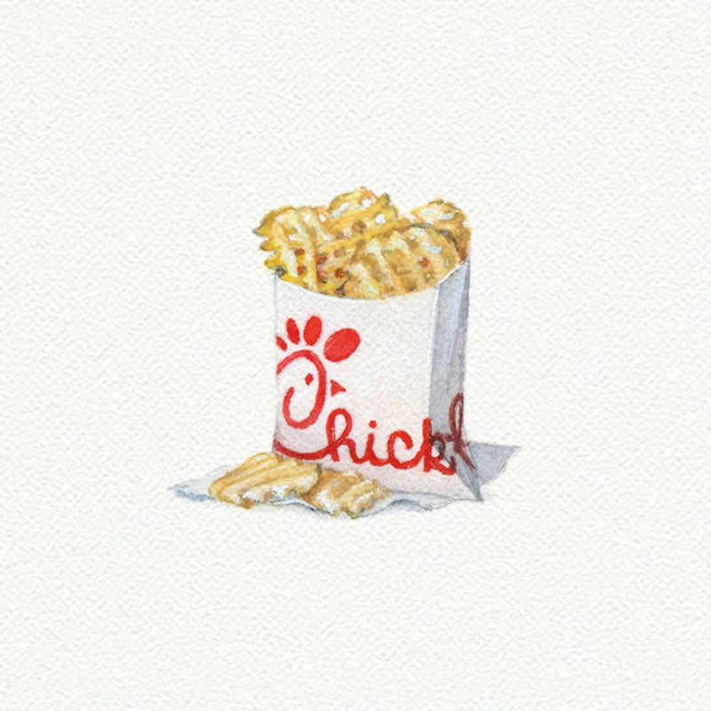 Chick Fil A Fries Miniature Watercolor Painting